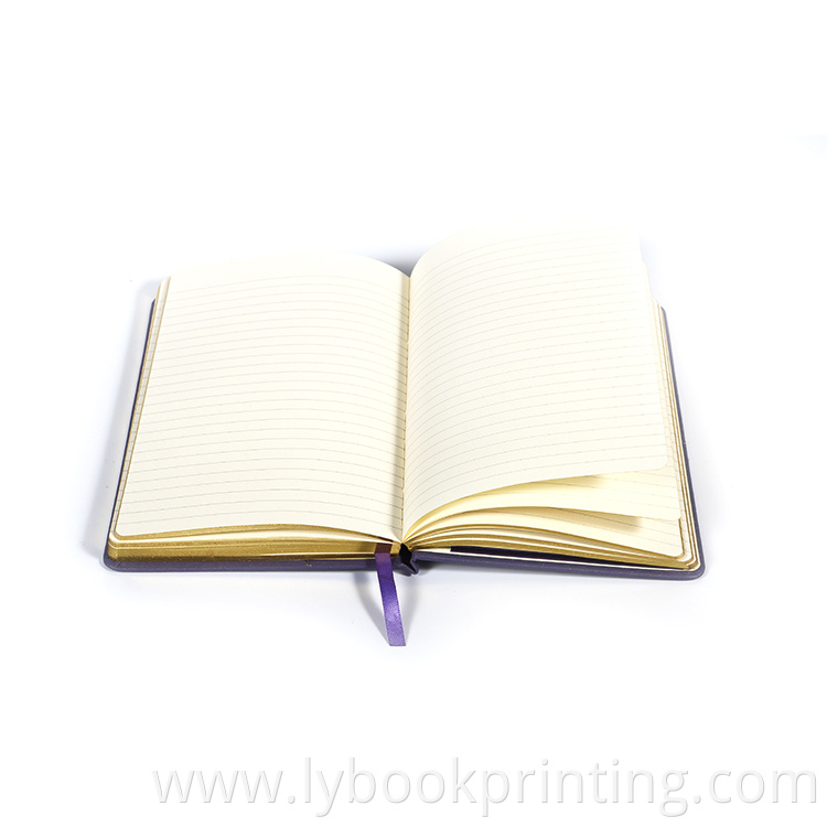 Custom log note book printed hardcover notebook with ribbon bookmarks